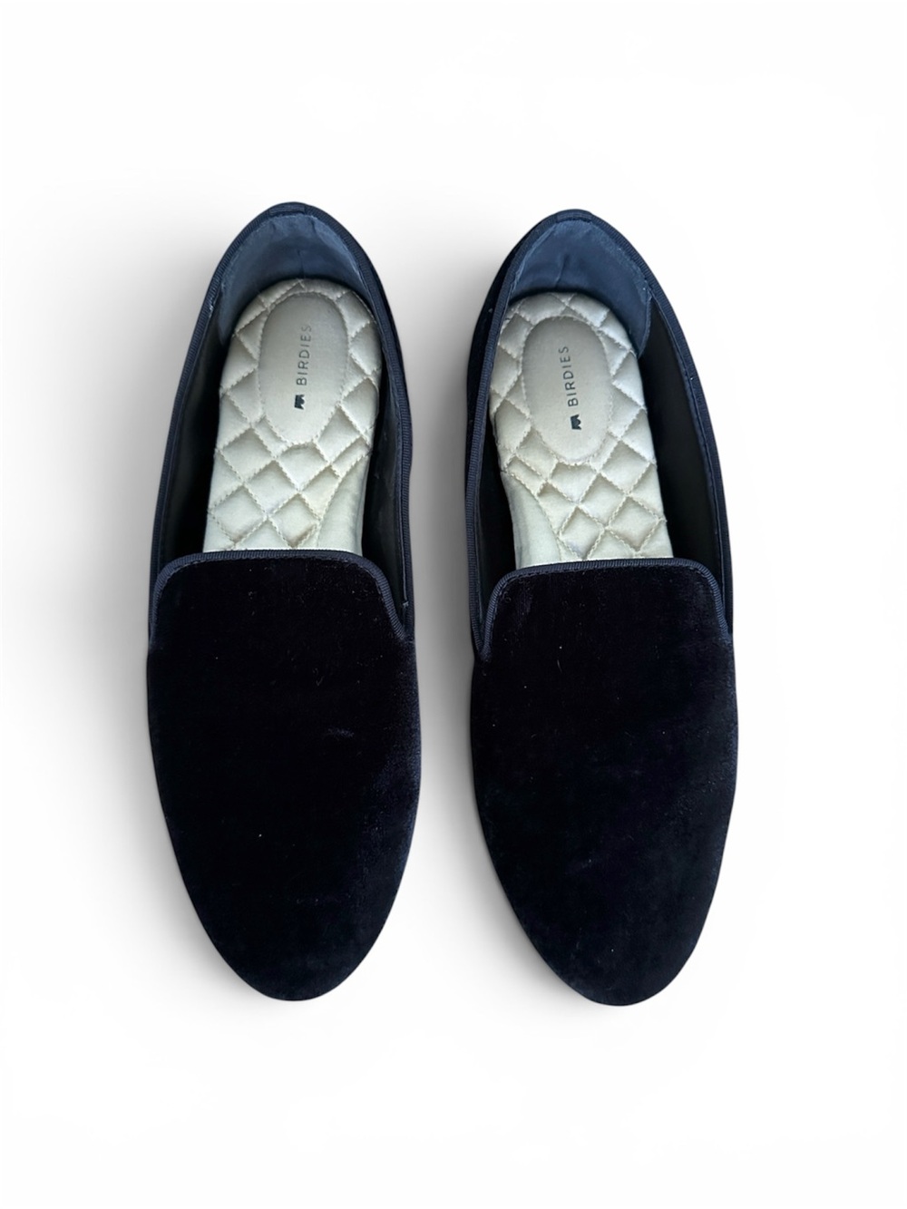 BIRDIES The Starling Black Velvet Slipper Flats Slip On Comfort Loafers Size 10